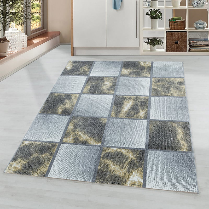 Modern floor rug - Optimism Box Yellow/Gray