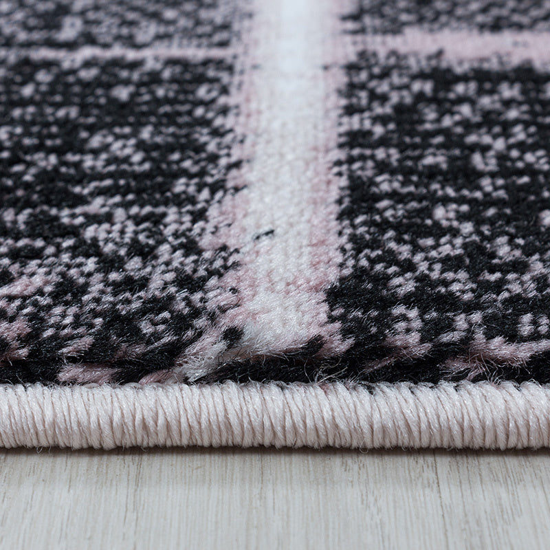 Modern Floor Rug - Streaky Scratch Pink/White