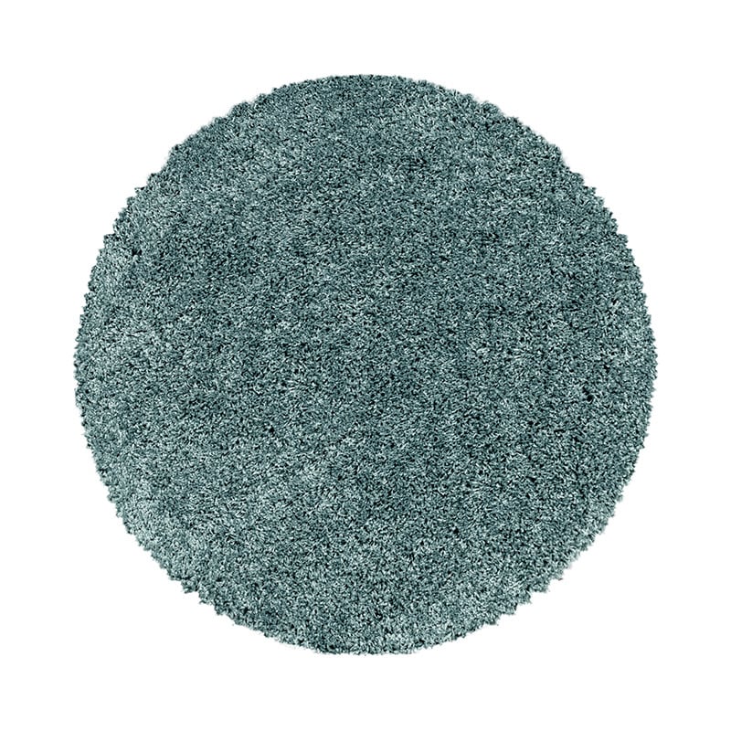 Round High-Pile Floor Rug - Softy Blue/Green