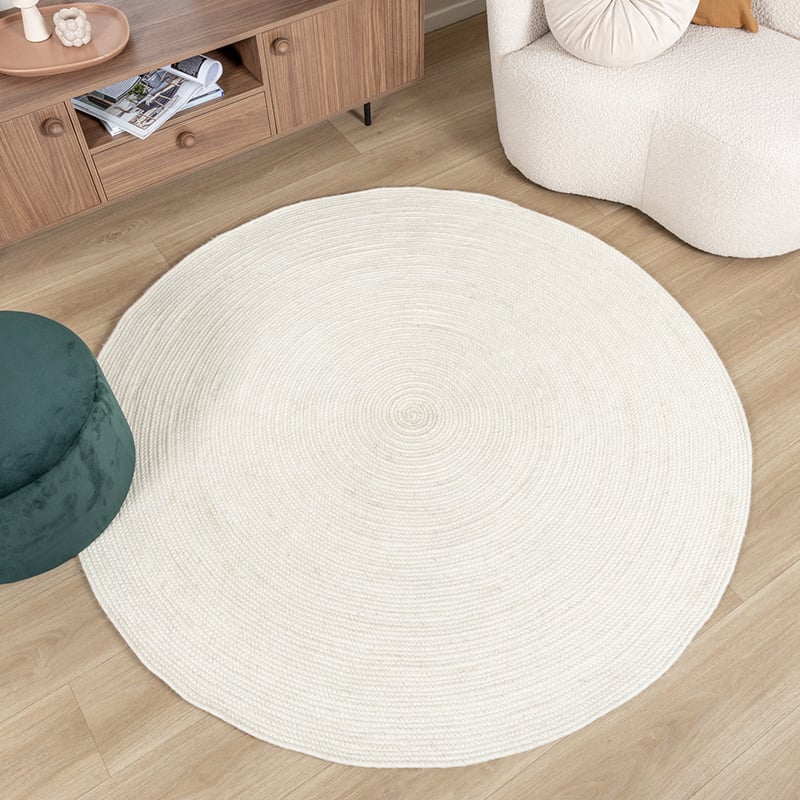 Round Wool Rug - Wise White