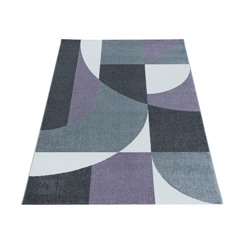 Retro Floor Rug - Stencil Forms Purple/Grey