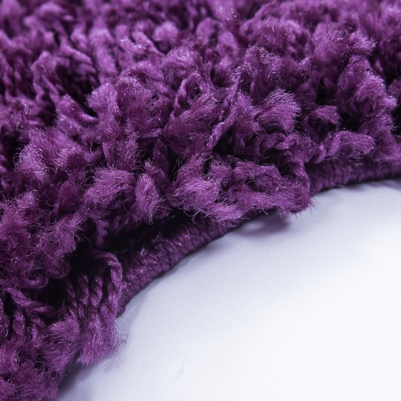 Round High pile floor rug - Edge Purple