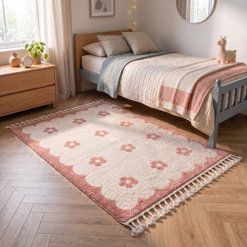 Washable children's rug - Moos Flower Pink
