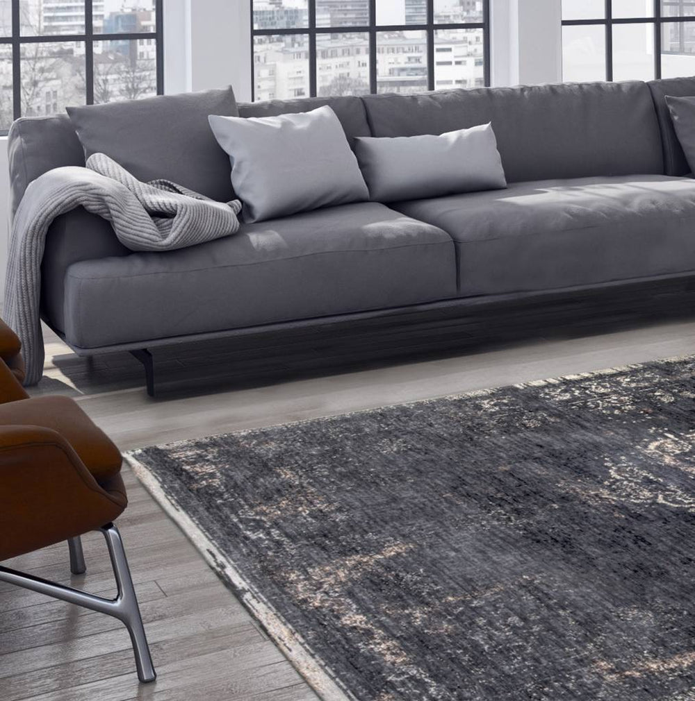 Vintage floor rug - The Fading World Mineral Black 8263