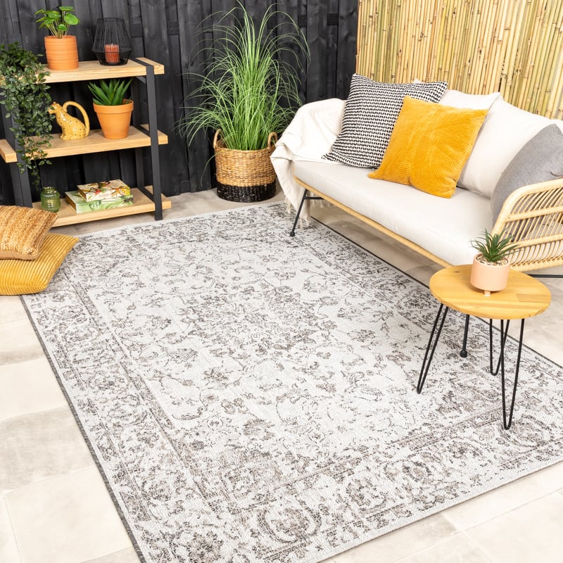 Vintage Outdoor Rug - Victoria Oriental Grey