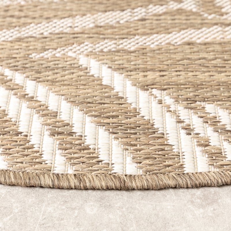 Round Outdoor Rug - Malta Leaves Natural