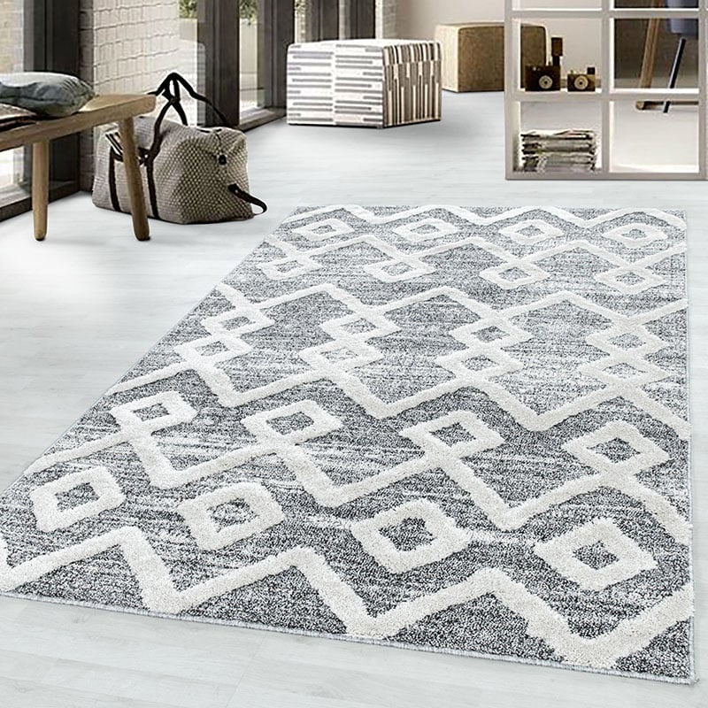 Scandinavian floor rug - Pitea Retro Grey/Cream