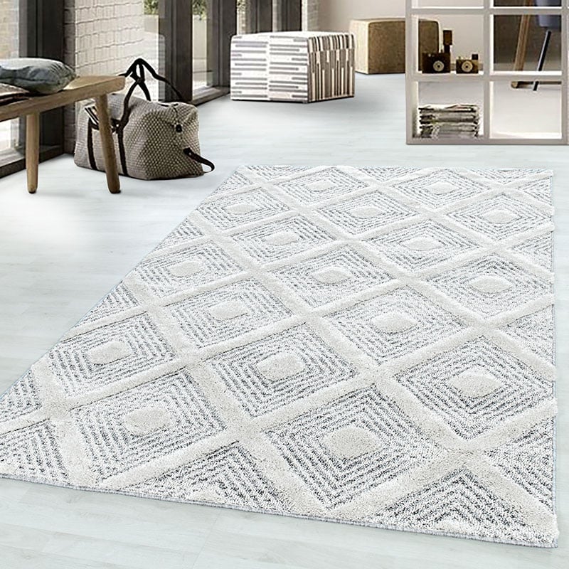 Scandinavian Floor Rug - Pitea Ethno Cream/Grey