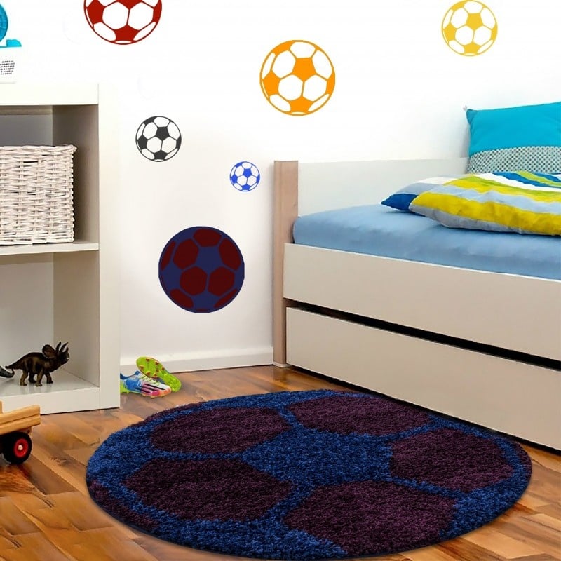 Round High-Pile Rug - Fun Blue