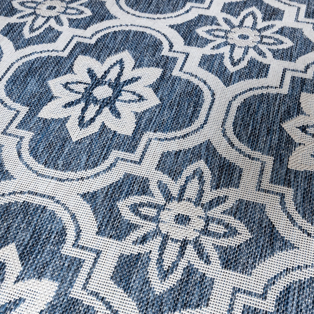 Round Outdoor Rug – Rio Flower Blue