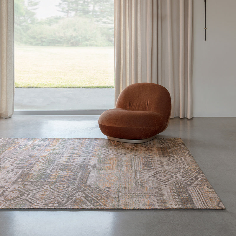 Wool patchwork floor rug - Olympus 4000 Taupe