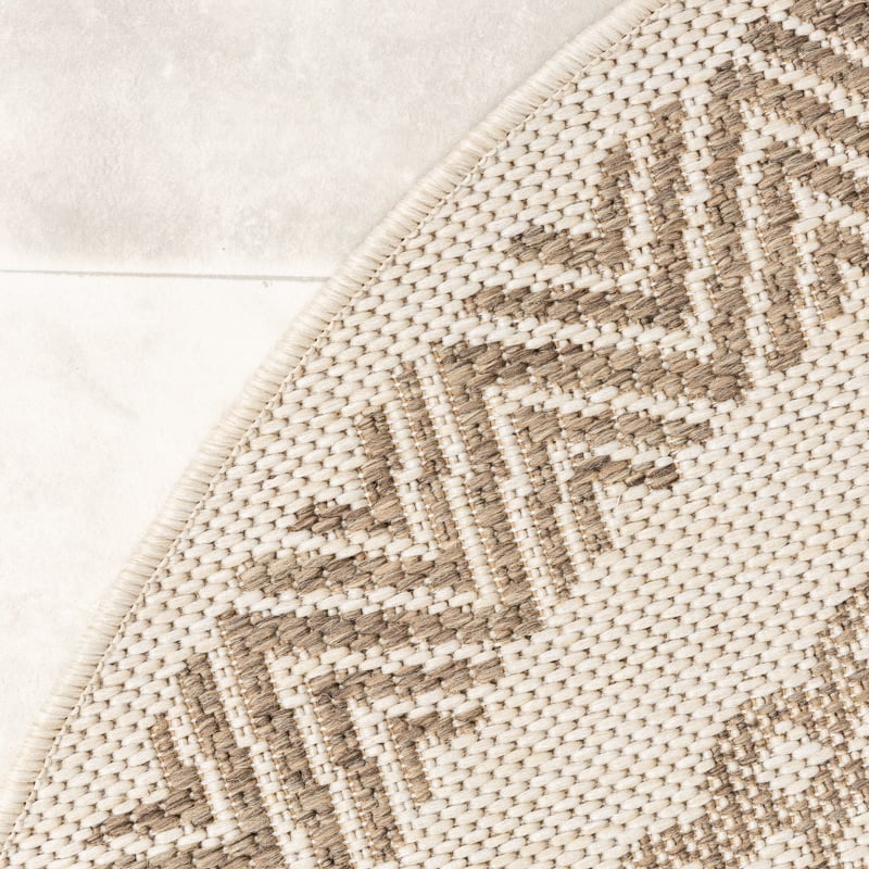 Round Jute Outdoor Rug - Nomad Aztec Cream