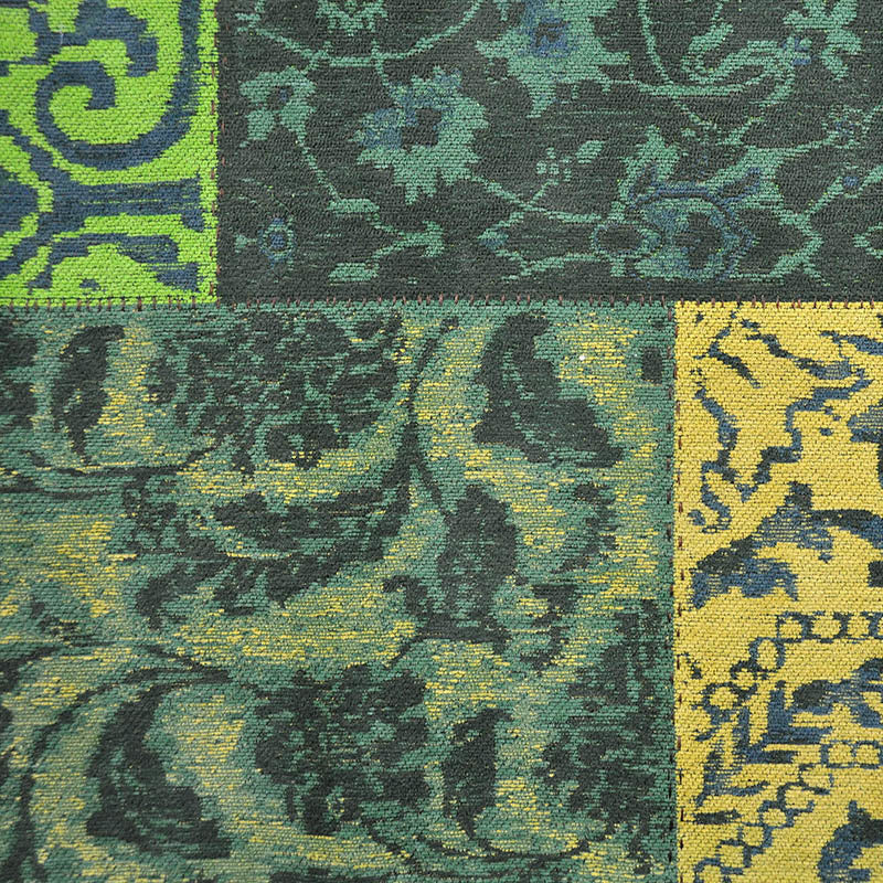 Patchwork floor rug - Delany Green/Yellow