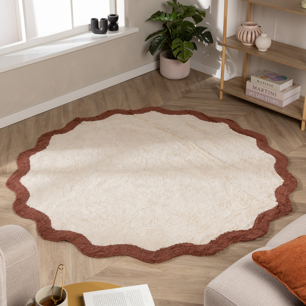 Round Washable Rug – Hazy Brown/Cream