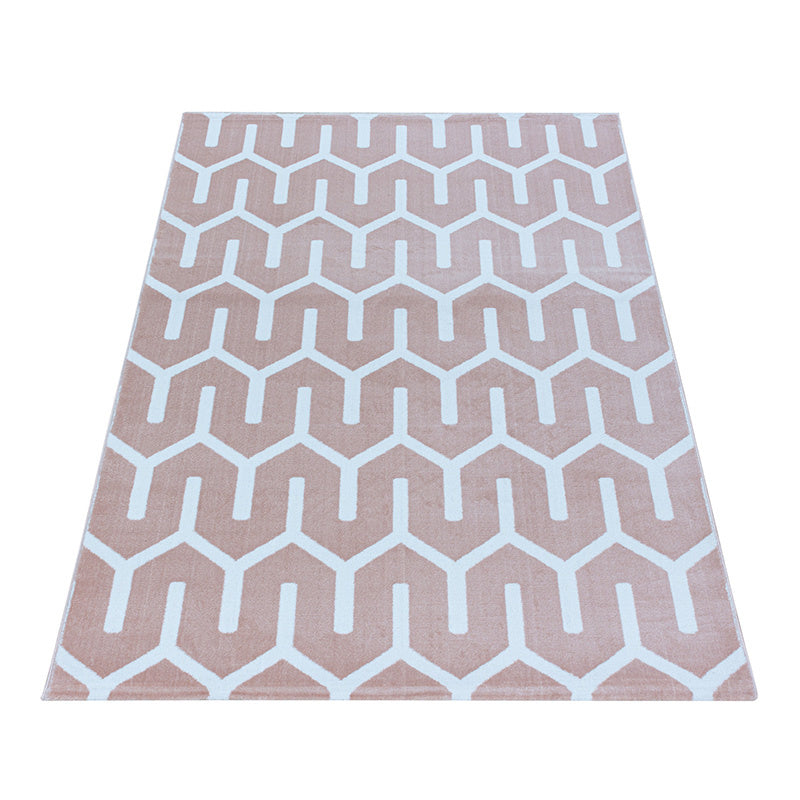 Modern Floor Rug - Streaky Pattern Pink/White