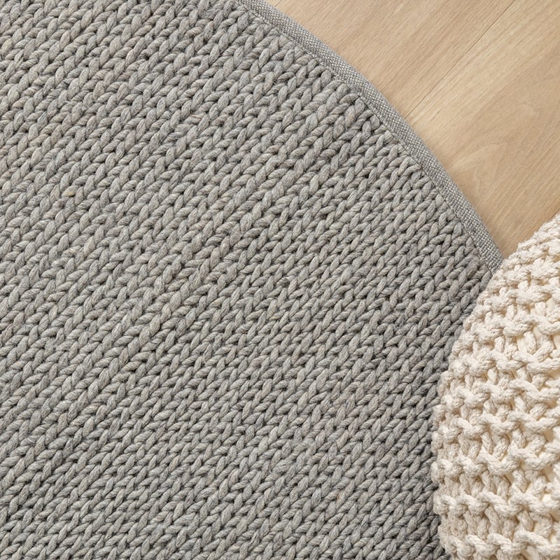 Round Wool Rug - Twist Grey