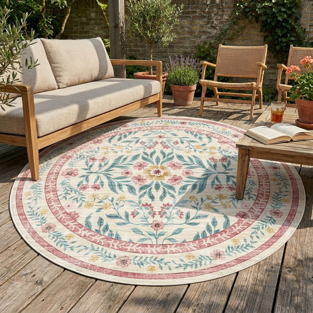 Round vintage outdoor rug - Luana Multicolor