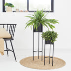 Metal planter on stand - Lily Black 2/set