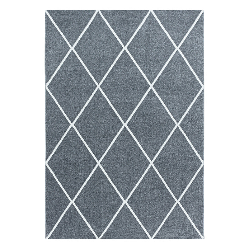 Low-pile floor rug - Smoothly Lines Grey/White