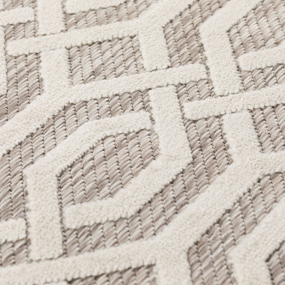 Round outdoor rug - Piatto Mataro Cream/White