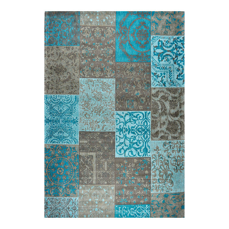 Patchwork floor rug - Delany Grey/Aqua