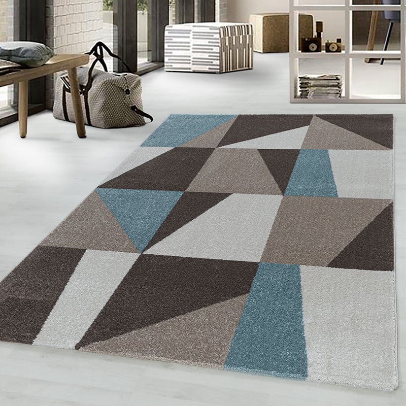Retro floor rug - Stencil Box Blue/Brown