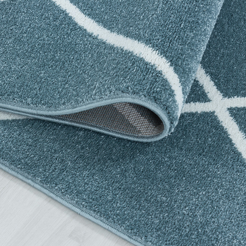 Low-pile floor rug - Smoothly Lines Blue/White