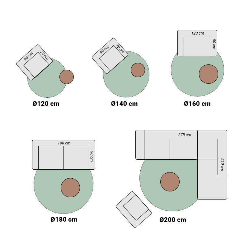 Round high-pile floor rug - Tuggy Grey