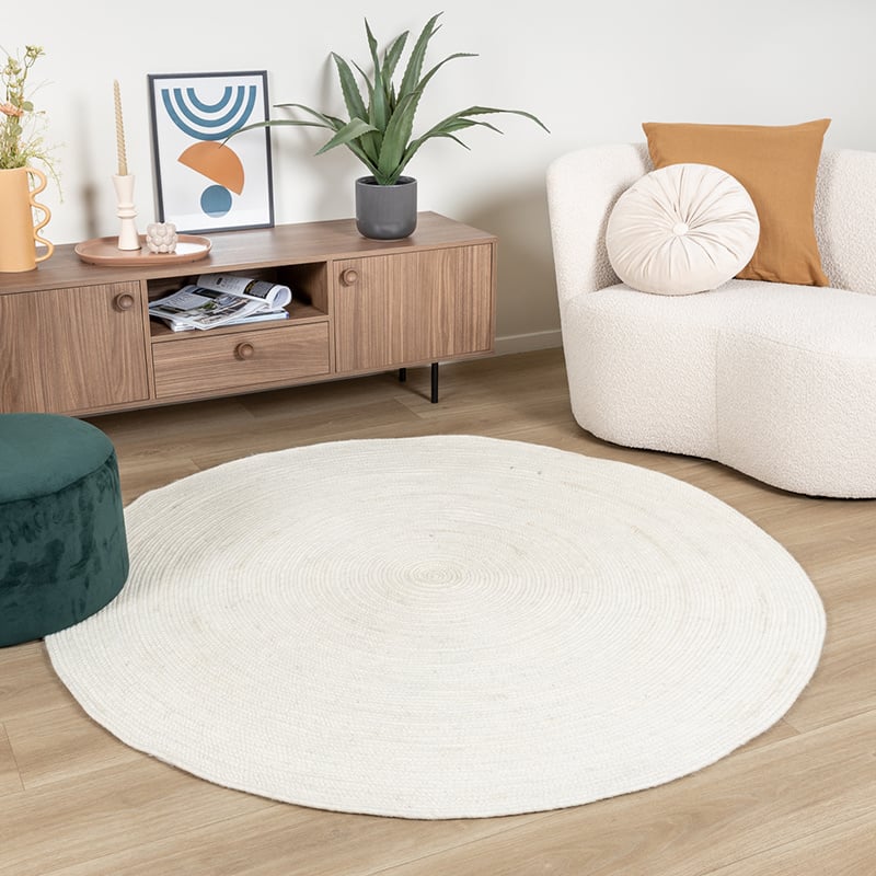 Round Wool Rug - Wise White