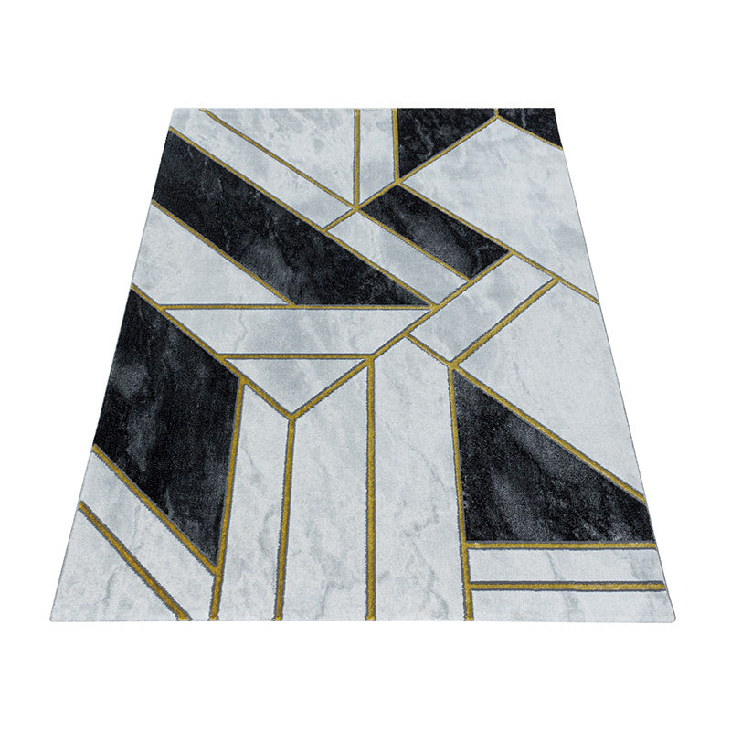 Modern floor rug - Marble Design Grey/Gold