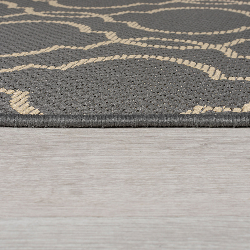 Round Outdoor Rug - Floreno Milan Anthracite/Beige
