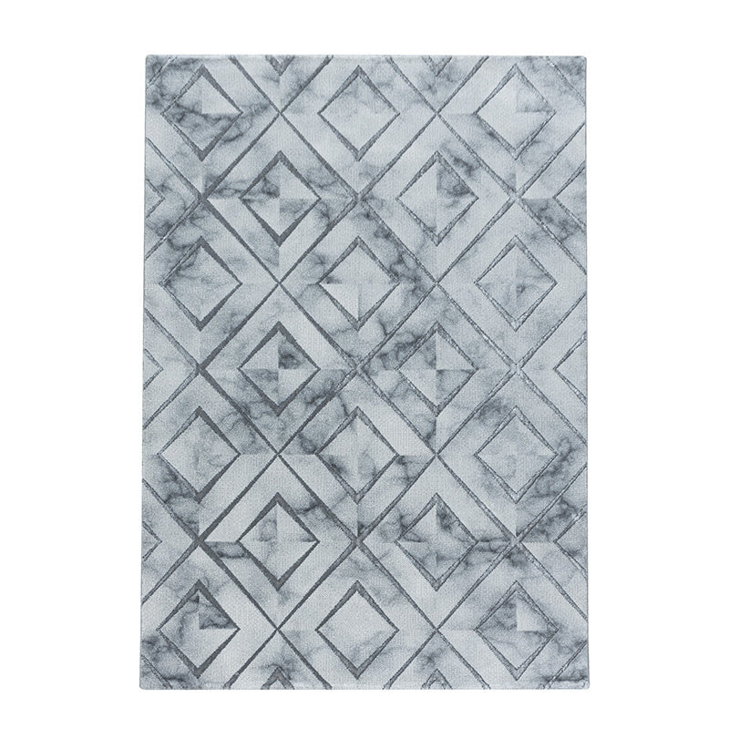 Modern floor rug - Marble Square Grey/Silver
