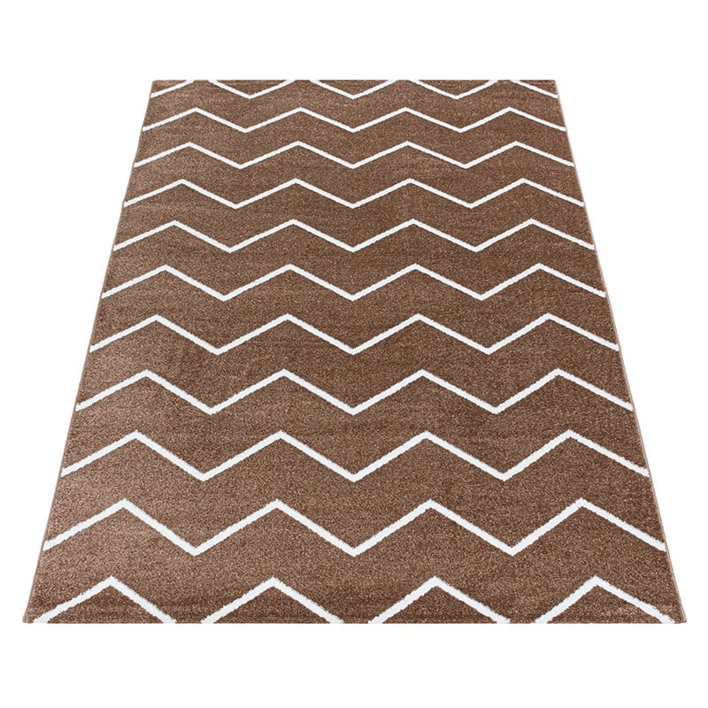 Low-pile floor rug - Smoothly Weave Brown/White