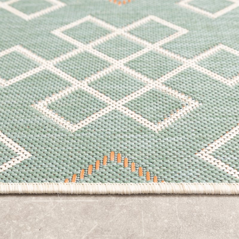 Modern Outdoor Rug - Playa Geo Green