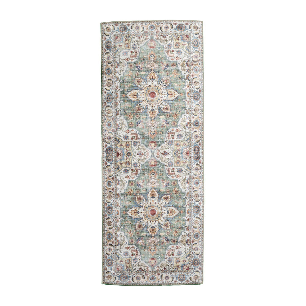 Washable Runner - Domingo Mandala Olive Green