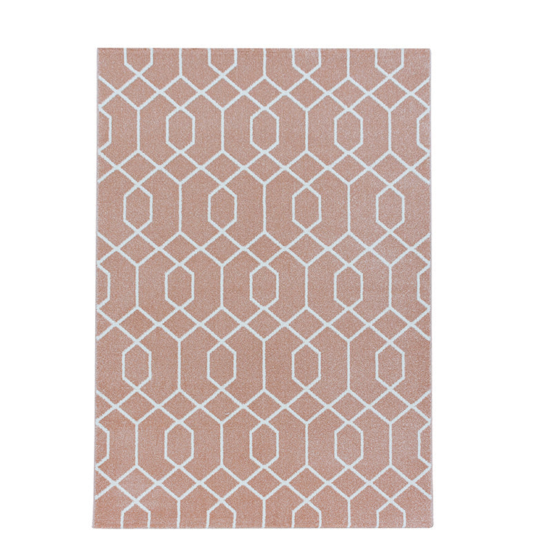Retro floor rug - Stencil Pattern Pink/White
