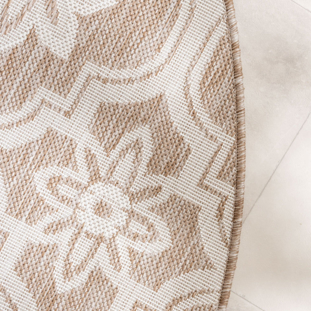 Round Outdoor Rug – Rio Flower Beige