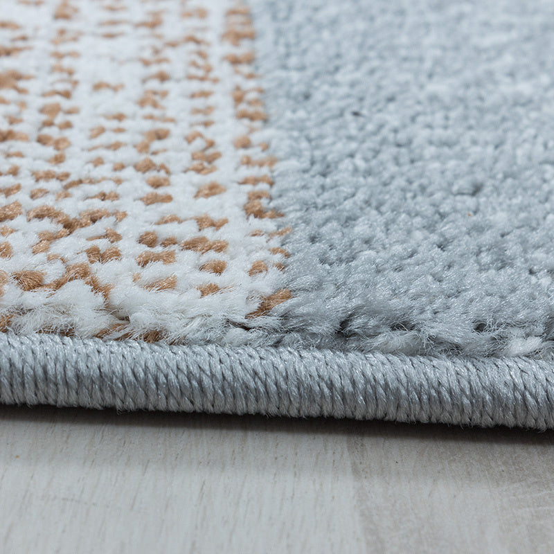 Retro Floor Rug - Stencil Rectangles Brown/Grey