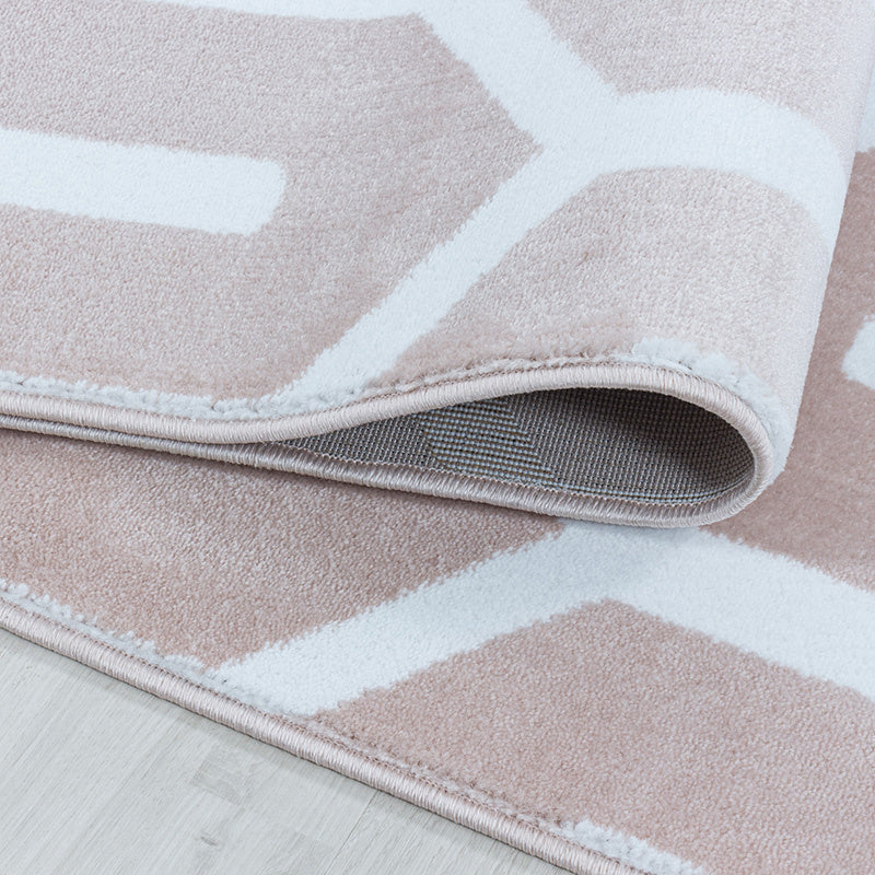 Modern Floor Rug - Streaky Pattern Pink/White