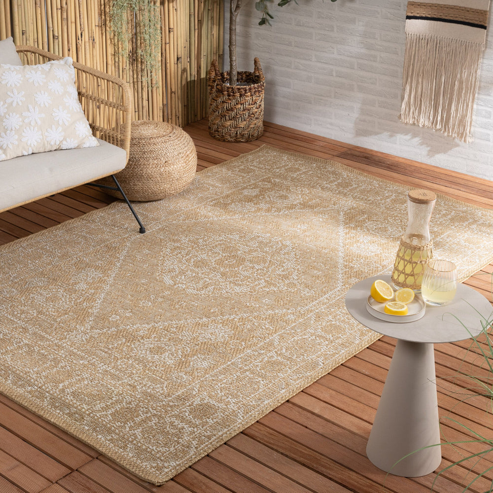 Jute Outdoor Rug - Daisy Medaillon White