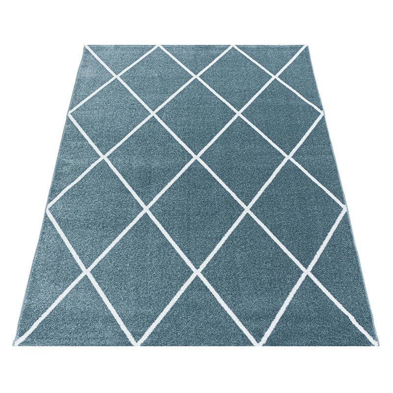 Low-pile floor rug - Smoothly Lines Blue/White