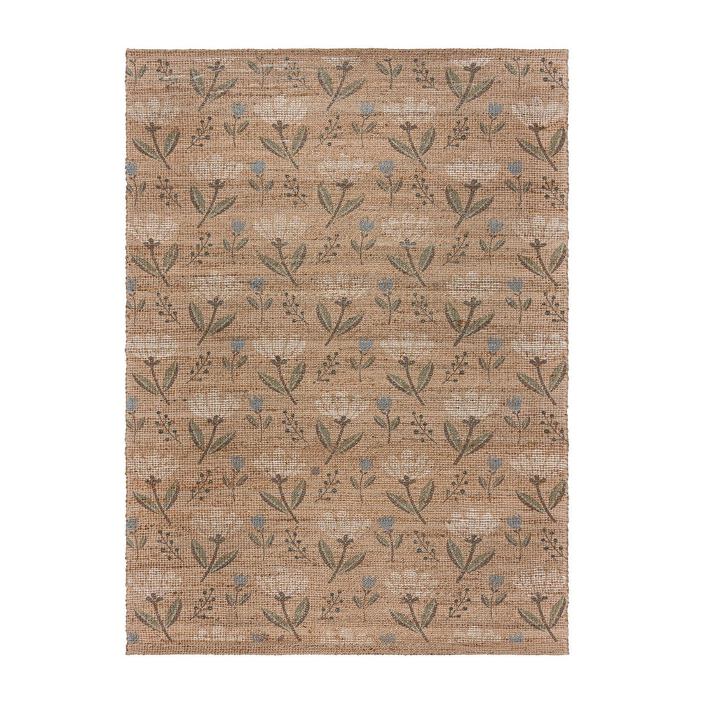 Jute floor rug - Amilio Floral Natural