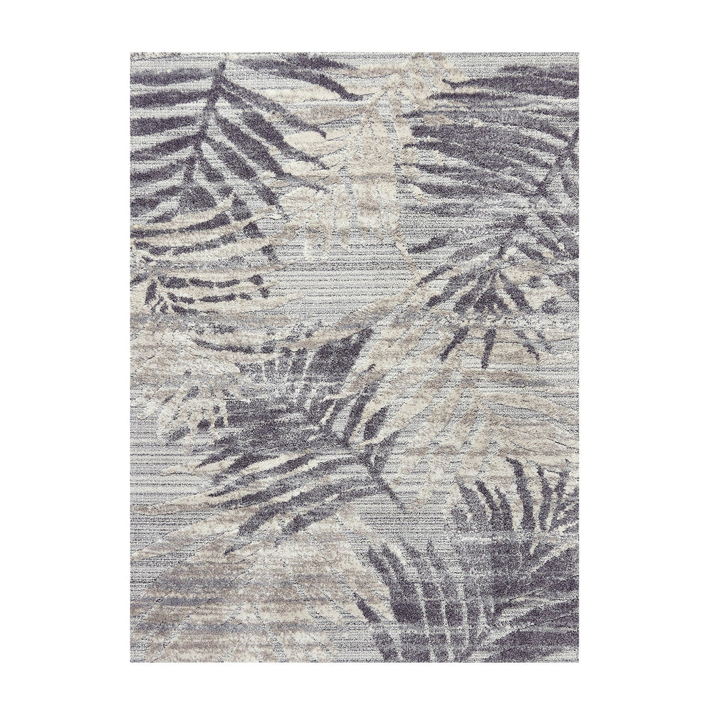 Soft floor rug - Oceane Leaves Grey