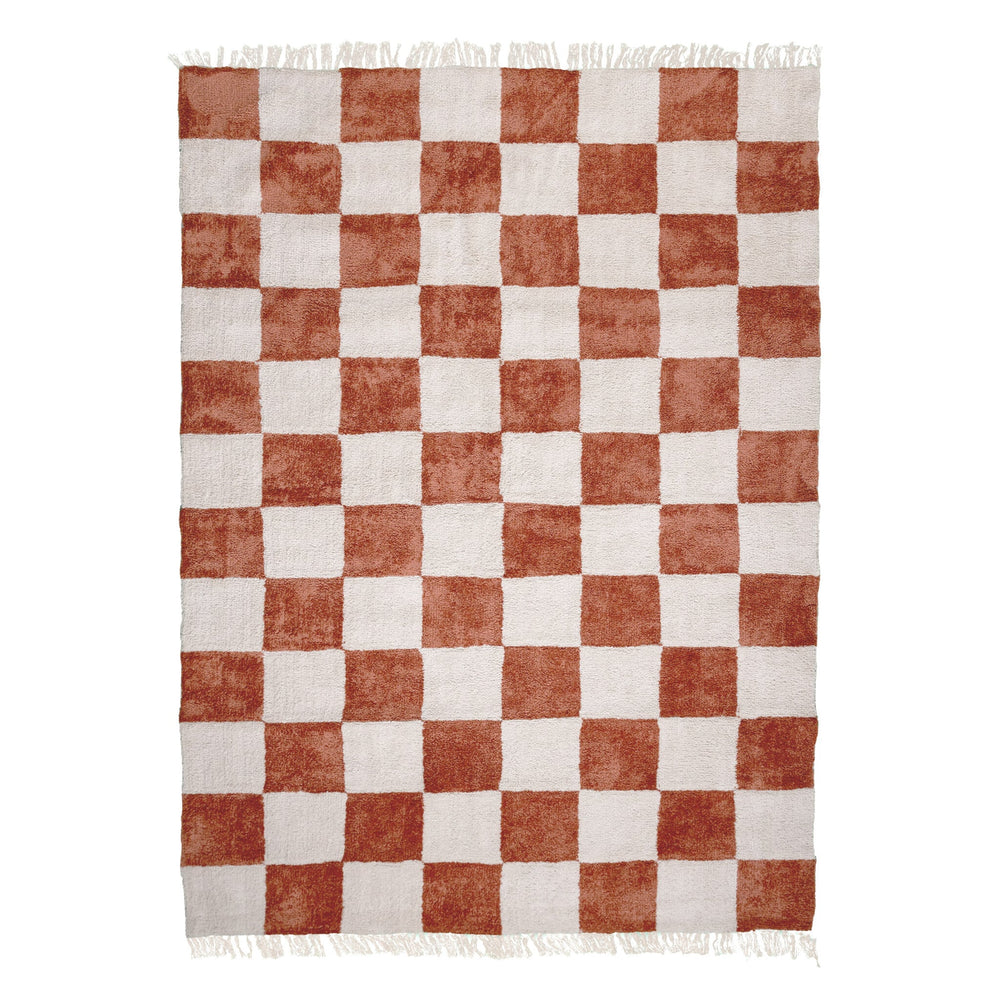 Checkerboard Rug - Blox Fringe Terracotta