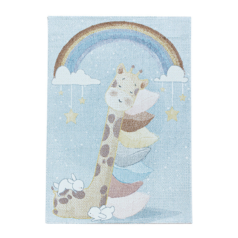 Children's floor rug - Lucy Giraffe Blue