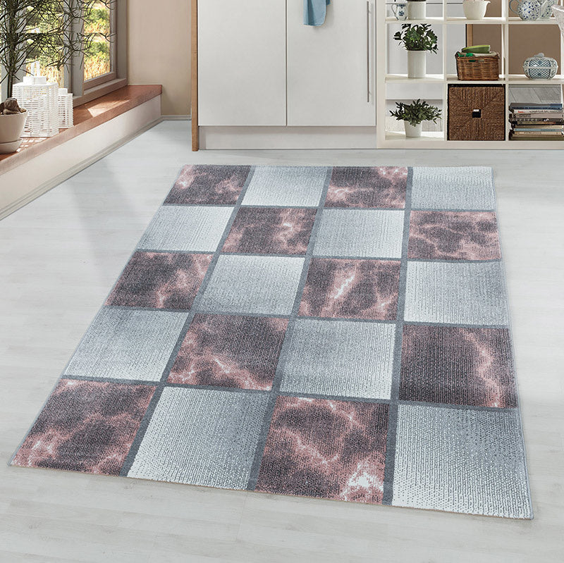 Modern floor rug - Optimism Box Pink/Gray