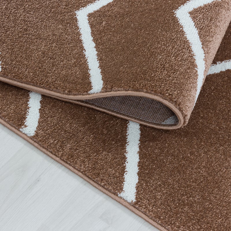 Low-pile floor rug - Smoothly Weave Brown/White