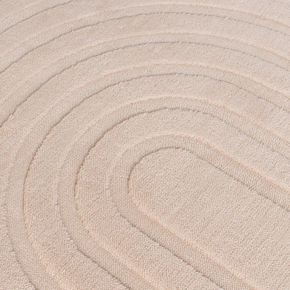 Round Scandinavian Rug - Charm Curves Beige