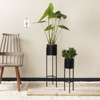 Metal planter on stand - Lily Black 2/set