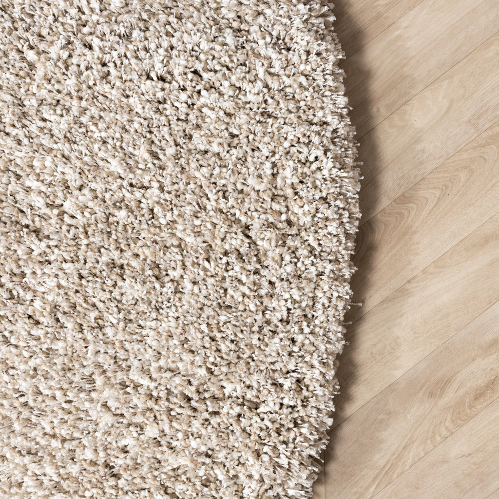 Round high-pile rug - Yves Beige